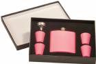 6 oz. Matte Pink Flask Set in Black Presentation Box