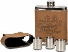 7 oz. Engraveable Leather Wrapped Flask with Shot Glasses