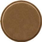 4" Dark Brown Round Leatherette Coaster