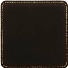 4" Black/Gold Square Leatherette Coaster