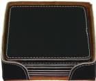 4" Black Gold Square Leatherette 6-Coaster Set