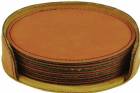 4" Rawhide Round Leatherette 6-Coaster Set