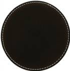 4" Black/Silver Round Leatherette Coaster