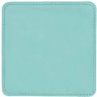 4" Teal Square Leatherette Coaster