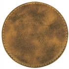 4" Rustic/Gold Round Leatherette Coaster