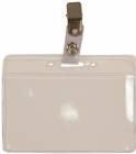 Clear ID Holder / Convention Badge with Bulldog Clip on Strap