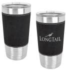 Black/Silver 20oz Polar Camel Vacuum Insulated Tumbler with Leatherette Grip