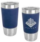 Blue/Silver 20oz Polar Camel Vacuum Insulated Tumbler with Leatherette Grip