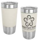 White/Black 20oz Polar Camel Vacuum Insulated Tumbler with Leatherette Grip