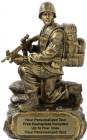 10" Antique Gold Military Resin Kneeling with Sandbags