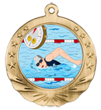 3D Swimming Motion Award Medal 2 3/4"