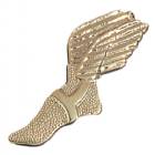 Gold Winged Foot Lapel Chenille Insignia Pin - Metal