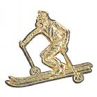 Gold Downhill Skiing Lapel Chenille Insignia Pin - Metal