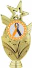 Gold 6 3/4" Black Orange Ribbon Awareness Trophy Figure