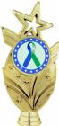 Gold 6 3/4" Blue Green Ribbon Awareness Trophy Figure