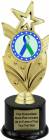 8 3/4" Blue Green Ribbon Awareness Trophy Kit with Pedestal Base