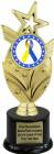 8 3/4" Blue Yellow Ribbon Awareness Trophy Kit with Pedestal Base