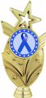 Gold 6 3/4" Dark Blue Ribbon Awareness Trophy Figure