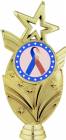 Gold 6 3/4" Dark Blue Brown Ribbon Awareness Trophy Figure