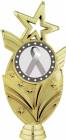 Gold 6 3/4" Grey Ribbon Awareness Trophy Figure