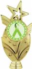 Gold 6 3/4" Lime Green Ribbon Awareness Trophy Figure