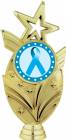 Gold 6 3/4" Light Blue Ribbon Awareness Trophy Figure