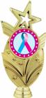 Gold 6 3/4" Light Blue Pink Ribbon Awareness Trophy Figure