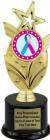 8 3/4" Light Blue Pink Ribbon Awareness Trophy Kit with Pedestal Base
