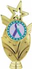 Gold 6 3/4" Purple Teal Ribbon Awareness Trophy Figure