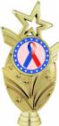 Gold 6 3/4" Red Blue Ribbon Awareness Trophy Figure