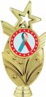 Gold 6 3/4" Red Teal Ribbon Awareness Trophy Figure