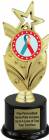 8 3/4" Red Teal Ribbon Awareness Trophy Kit with Pedestal Base