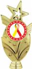 Gold 6 3/4" Red Yellow Ribbon Awareness Trophy Figure