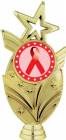 Gold 6 3/4" Red Ribbon Awareness Trophy Figure