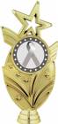 Gold 6 3/4" Silver Ribbon Awareness Trophy Figure