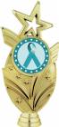 Gold 6 3/4" Teal Ribbon Awareness Trophy Figure