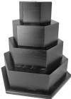 Black Hexagonal Hardwood 4-tier Trophy Base 14 7/8" Made in USA