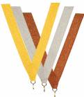 7/8" x 32" Neck Ribbon with Snap Clip Gold Silver Bronze Colors