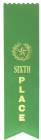 6th Place Green Pinked Award Ribbon