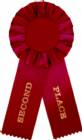 Red 2nd Place Rosette Ribbon with 2