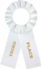 White 3rd Place Rosette Ribbon with 2" Insert Holder