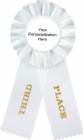 White 3rd Place Rosette Ribbon with Custom Insert