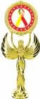Gold 7 1/2" Red Yellow Ribbon Awareness Trophy Figure