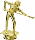 4 1/4" Female Billiards / Pool Gold Trophy Figure