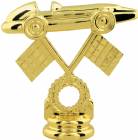 3" Pinewood Derby Car on Flags Gold Trophy Figure