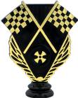 4 3/4" Racing Flags Black Gold Trophy Figure