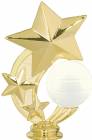 5 1/4" Volleyball 3 Star Spinning Gold Trophy Figure