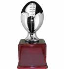 17 1/2" Silver Finish Lifesize Football Resin Trophy Rosewood base