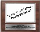 7" x 9" Cherry Finish Plaque with Silver 4" x 6" Photo Holder