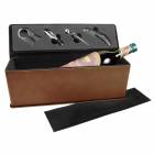 Dark Brown Leatherette Single Wine Box with Tools